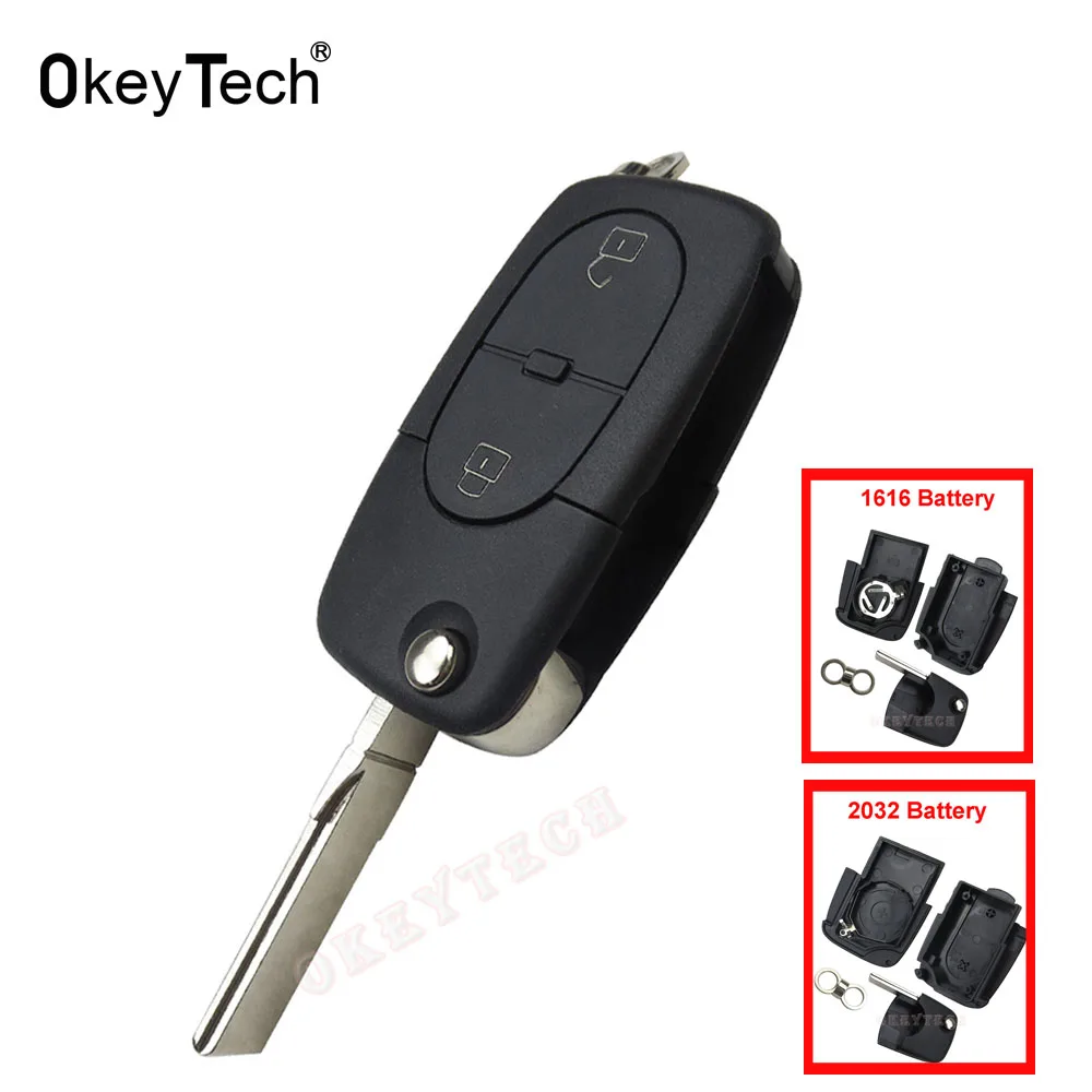 OkeyTech 2 кнопки для Audi A2 A3 A4 A6 A8 TT дистанционный ключ-брелок от машины Флип складной авто чехол нерезанное лезвие ключ оболочки для автомобиля Audi
