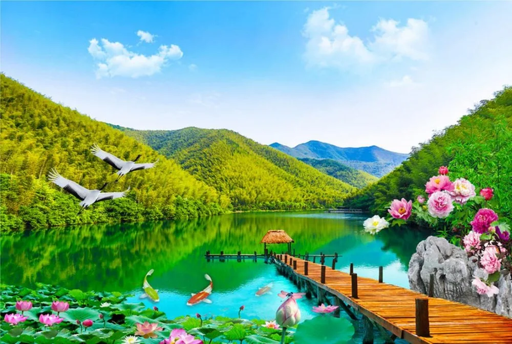 Пользовательские 3d Настенные обои для дома и богатого пейзажа фоновые