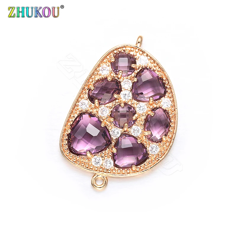 ZHUKOU 2019 21x31 мм DIY ювелирные аксессуары серёжки с камнем VD383A белый/черный/фиолетовый