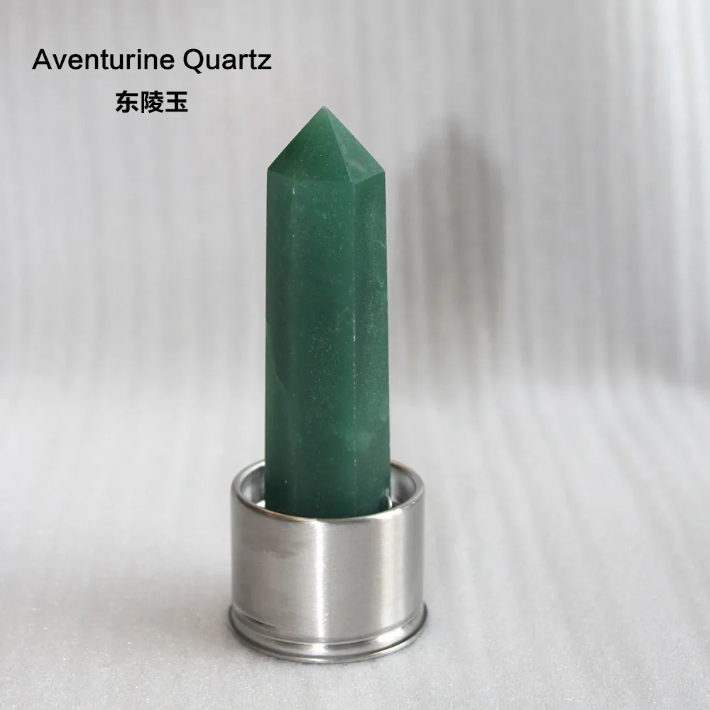 Aventurine Quartz Натуральная кристаллическая каменная колонна кварца из различных материалов волшебная палочка заживляет энергетический Камень Точка стакана воды bottel орнамент заменить - Цвет: Aventurine Quartz