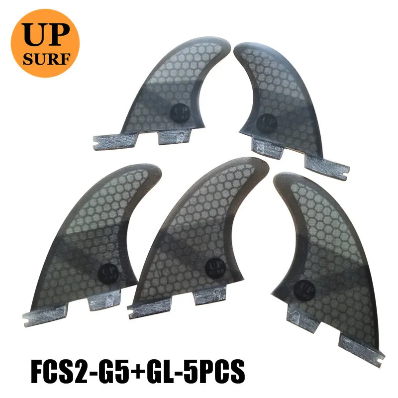 Плавники для серфинга FCS2 плавники G5/G7/GL/K2.1 FCS II три плавника набор стекловолокна синий, красный, черный, зеленый цвет Tri-quad плавники - Цвет: G5GL 5pcs black