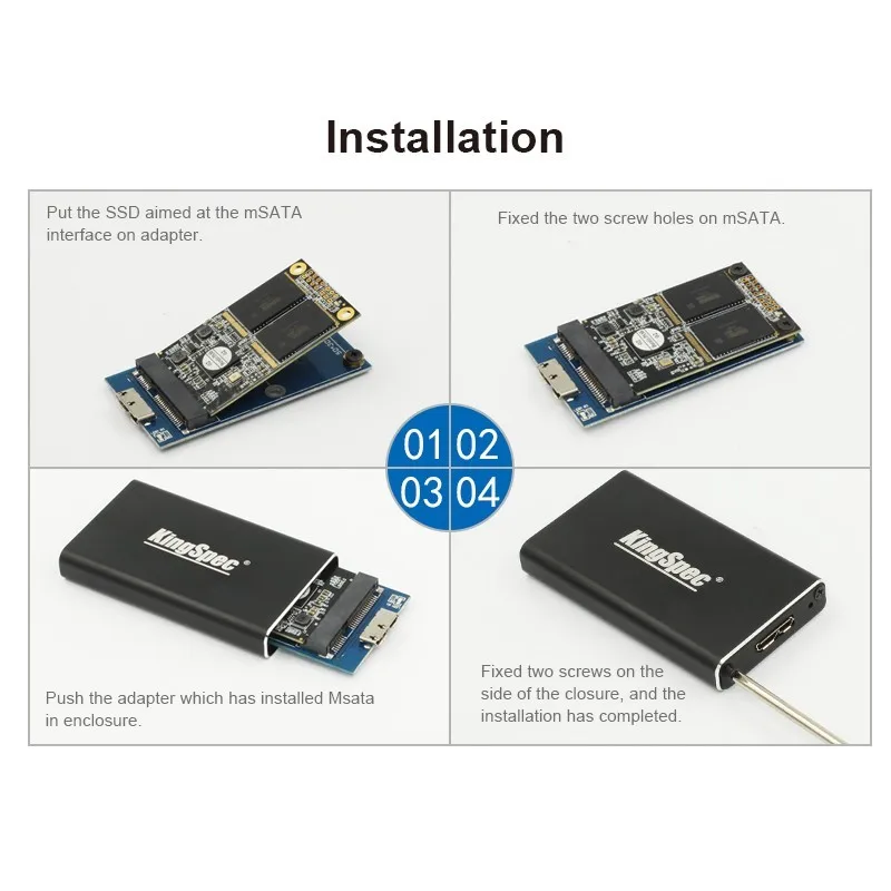 Мини PCI-E mSATA SSD адаптер Caddy SuperSpeed USB 3,0 Портативный внешний твердотельный накопитель Корпус Алюминий
