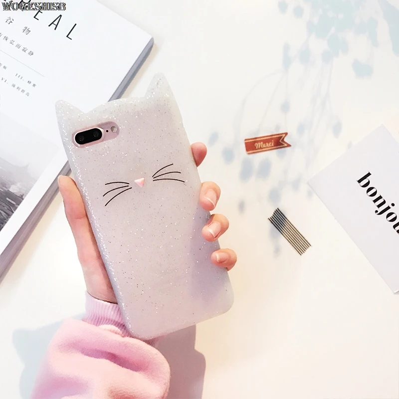 3D Rubber Phone cases for iPhone X XS MAX XR Smile Black Cat Ear Beard Soft Silicone Case 4 4S 5 5S SE 6 6S 8 7 Plus |
