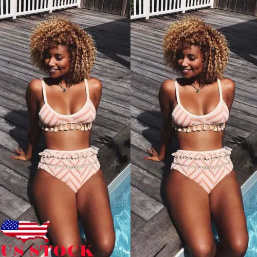 Women's Push Up Bikini Set Tassels Swimsuit Brazilian Summer Striped Pretty Beachwear Bathing Suit | Two-Piece Suits