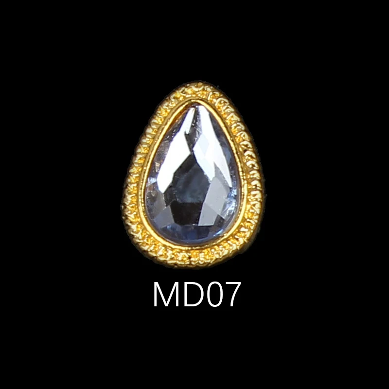 MD07 8X11 мм падение дизайн 3D сплав для дизайна ногтей Стразы Золотая основа 20/50 шт нейл-арта украшения для ногтей металла ювелирных украшений Hand-Made подвески - Цвет: MD07
