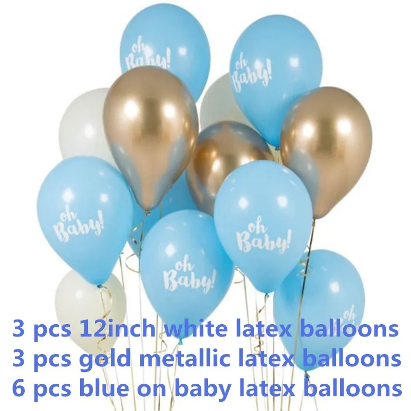 boy set 12 шт Детские воздушные шары oh Baby с принтом розовые синие золотые металлические шары из латекса для маленьких мальчиков и девочек на день рождения пол reaveal вечерние украшения - Цвет: boy set