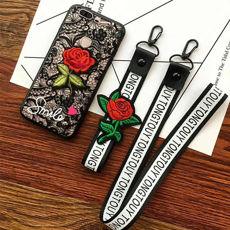 Rheinruby Fashion Sexy Lace Embroidery Rose Flower Phone Case For Huawei Honor 7 8 9 10 V8 V9 Lite 6X Play |