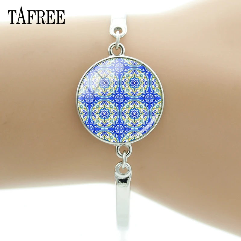 TAFREE 2018 Новый Azulejo Portugues браслеты в стиле Португалия стеклянный кабошон Браслет