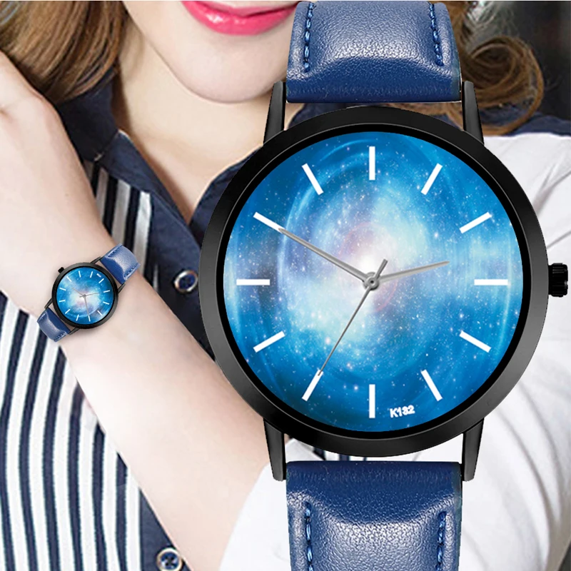Космическая система Часы повседневные кварцевые великолепные галактики кожаный