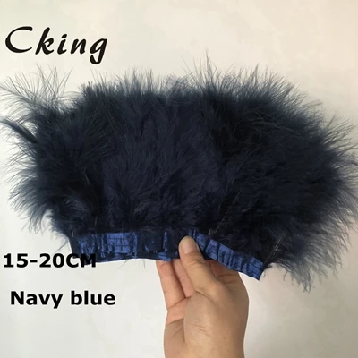 navy blue 10 метров в длину 15-20 см индейка перья марабу отделка шитье цветные мухи завязывание перо для продажи ремесло украшения центральные украшения свадьбы - Цвет: navy blue