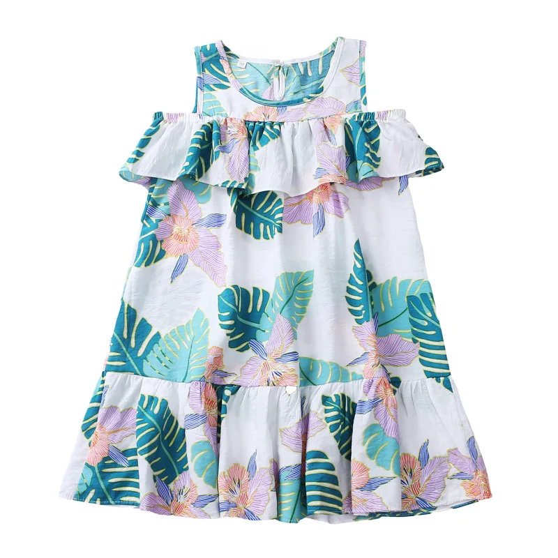 Летняя модная одежда для девочек новый Повседневное хлопок с коротким рукавом