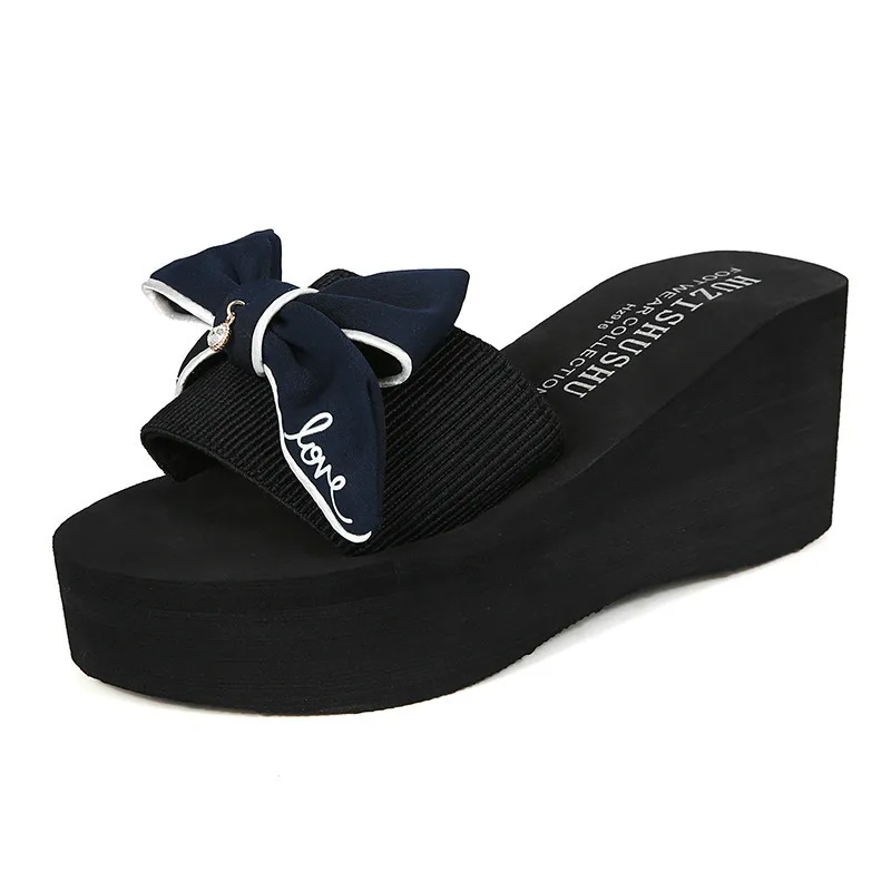 CNFIIA Women Slippers Outdoor Black Blue Home Ladies Fashion Slides Flip Flops Female Wedges High Cheap 2018 Summer New | Обувь
