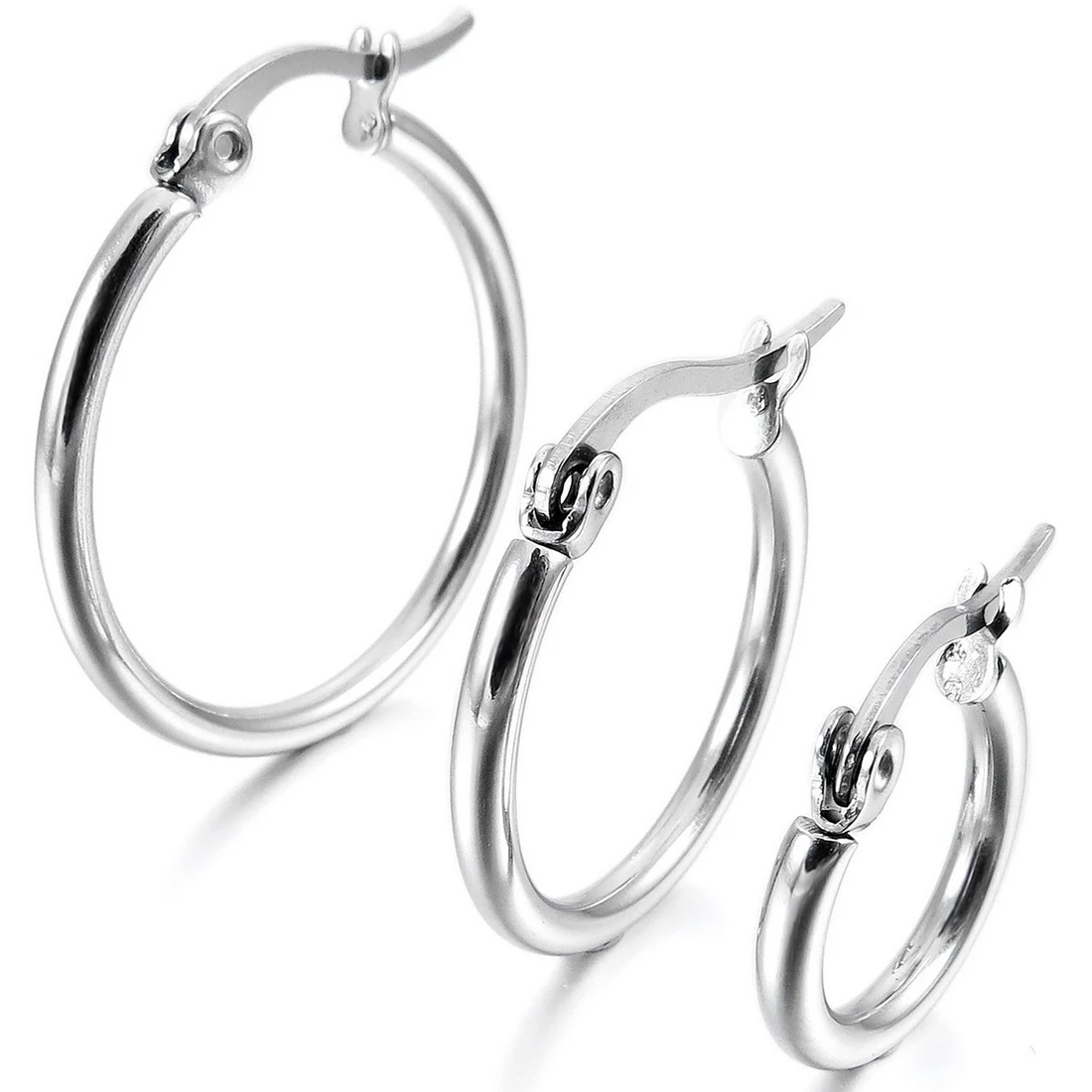 3 пары женские серьги кольца из нержавеющей стали|hoop huggie|stainless steel hoopshuggie earrings |