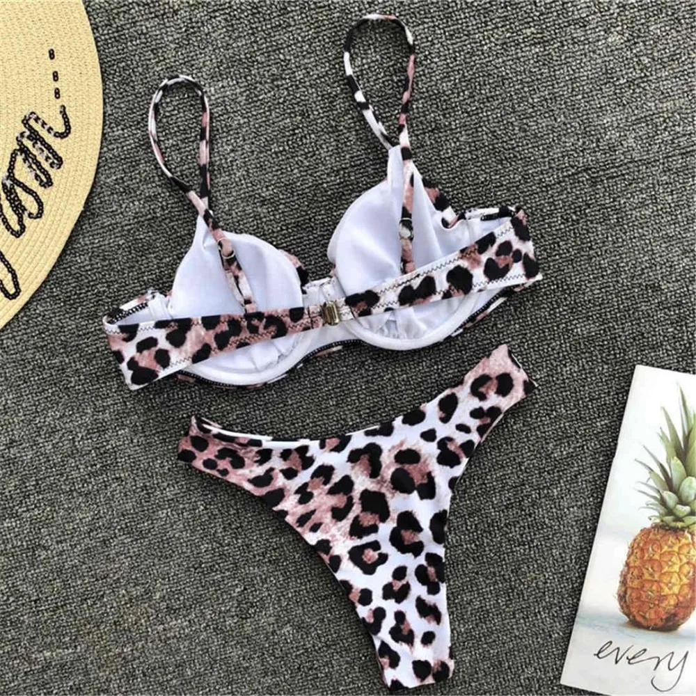 New Sexy Leopard 2018 Bikini Women Swimwear Female Swimsuit Two-pieces set Underwire Bather Bathing Suit Swim Wear K872 | Женская одежда