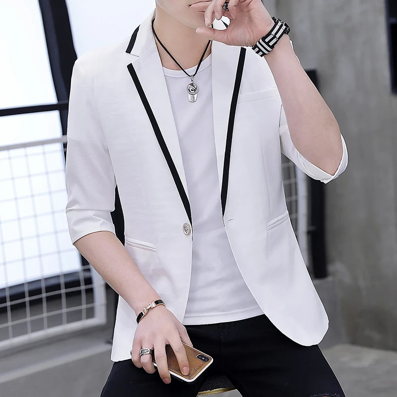 Летний мужской маленький костюм с коротким рукавом Корейская версия тонкий