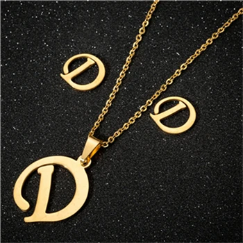 D necklace sets Yiustar модное простое алфавитное ожерелье s для женщин из нержавеющей стали ожерелье цепь A-Z ожерелье с буквенными подвесками индивидуальный подарок - Окраска металла: D necklace sets