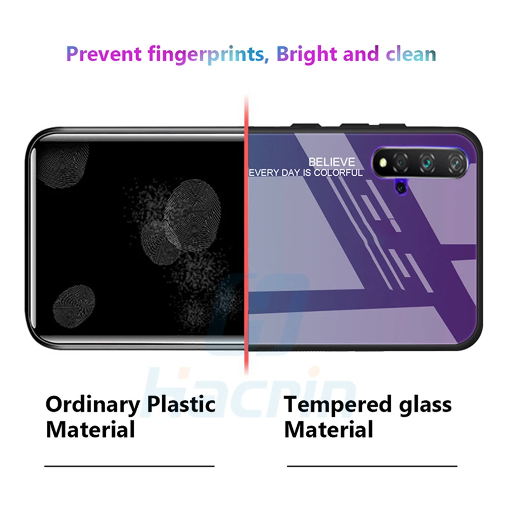 Чехол Hacrin для huawei Honor 20 Pro, чехол из мягкого ТПУ с градиентом, закаленное стекло, бампер, твердая задняя крышка для huawei Honor 20, чехол
