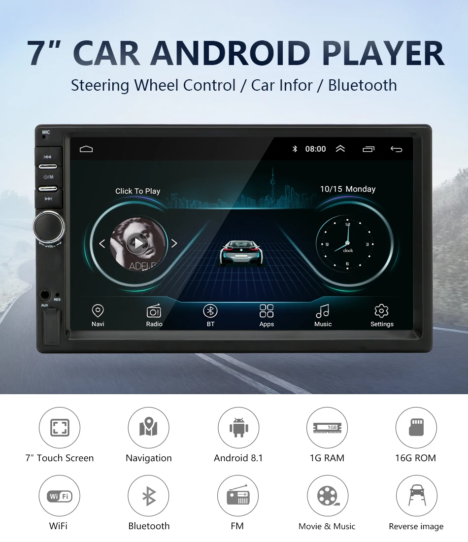 Android 8,1 автомобильный Радио gps навигация Wifi 7 ''178*102 мм 2din мультимедийный плеер аудио для Nissan TOYOTA Kia RAV4 Honda VW hyundai