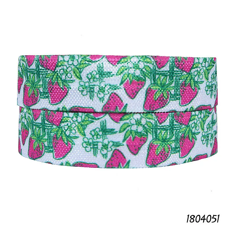 

Fruit patterns foe, 50 yards strawberry printed fold over elastic for kids