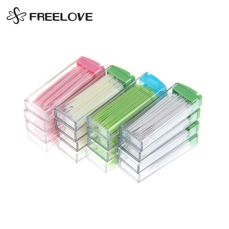 5 Packs Portable Toothpicks Plastic 50 pcs Plus Brush In Clear Case Korean Eco-friendly No Smell Toothpick Free Shipping | Дом и сад