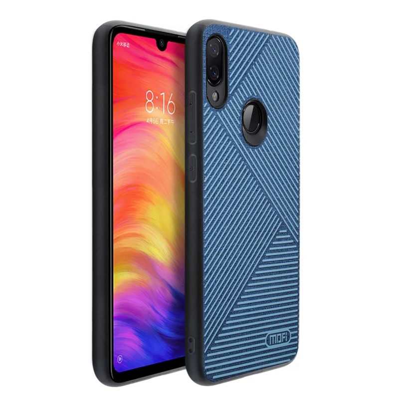 Чехол для xiaomi redmi note 7 pro, чехол MOFI для xiaomi note 7 global Liquid Silicone в полоску, чехол для задней панели note 7Pro, полный Чехол - Цвет: Blue