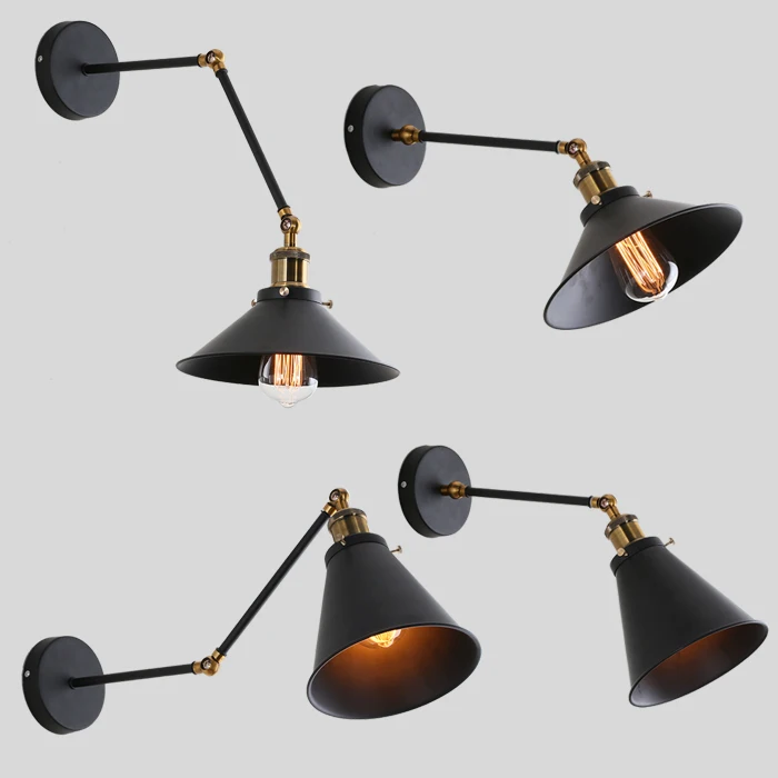 

American Vintage Industrial iron Wall Lamp Lights Bar Restaurant E27 Bookshelf Wall Light Retro Wall Sconce