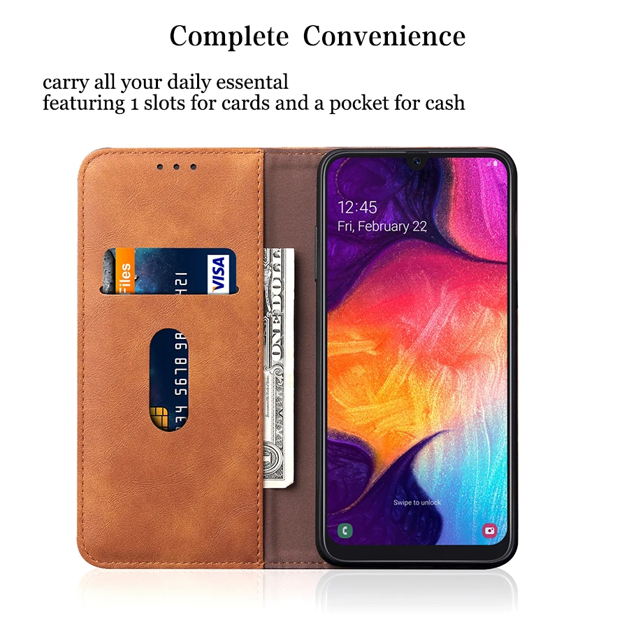 Магнитный флип-чехол для samsung Galaxy A50 A30 Роскошный Ретро кожаный бумажник подставка держатель для карт A 30 50 360 полная защита
