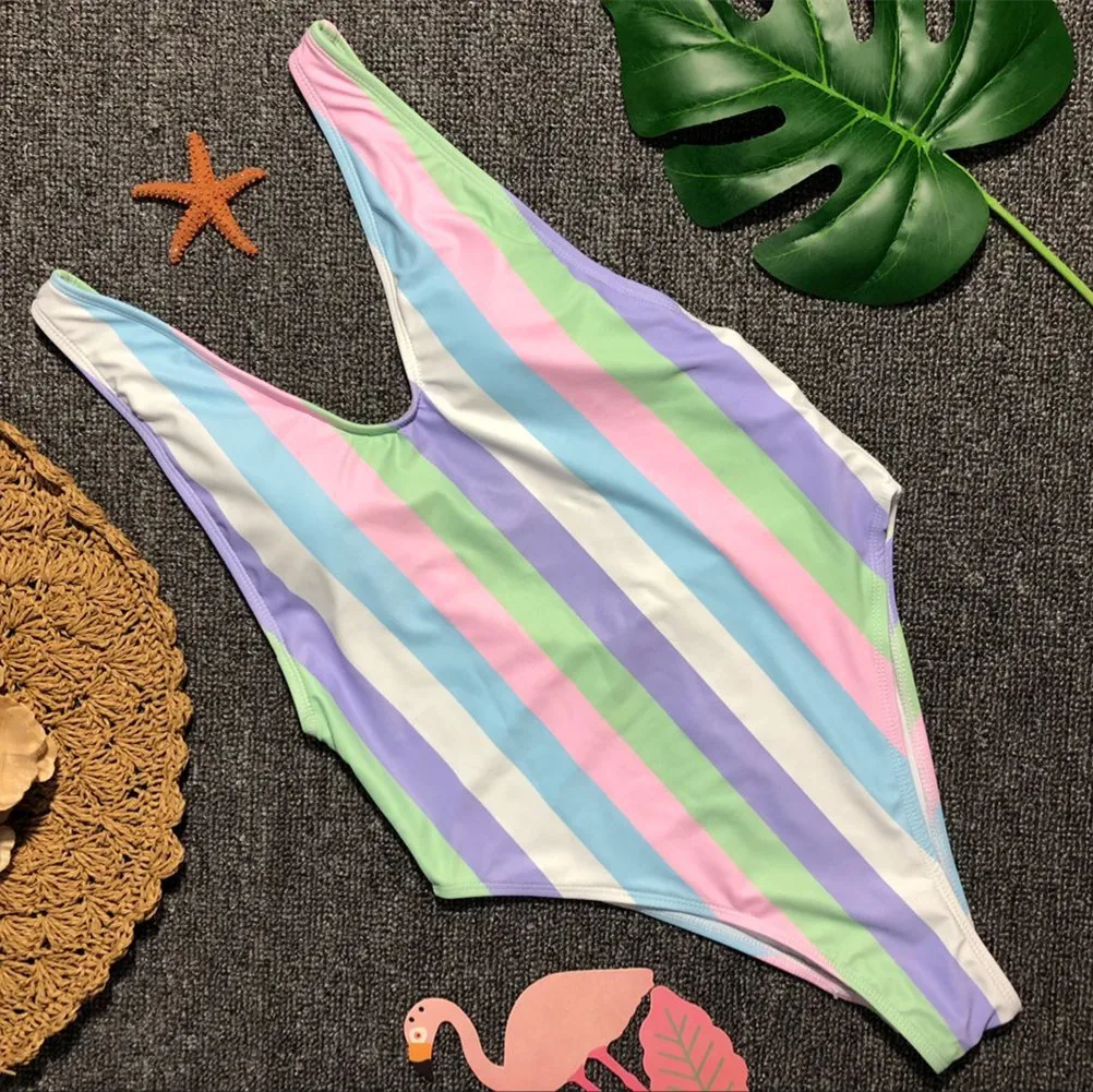Сексуальный женский цельный купальник полосатый монокини купальный костюм боди