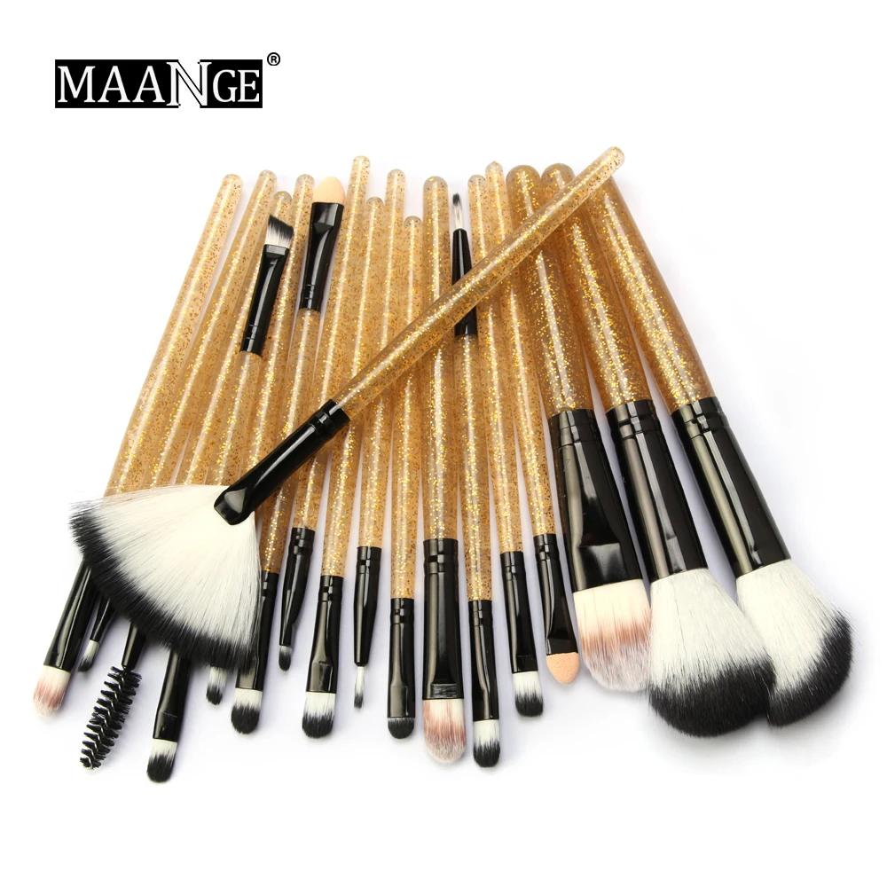 06 18pcs MAANGE 18/10 шт. наборы кистей для макияжа Подводка для глаз тени для век Кисть для основы пудра кисточка для профессионального макияжа инструмент Прямая поставка - Handle Color: 06 18pcs