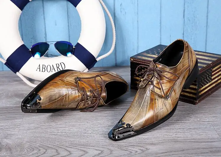 Модельные туфли мужские туфли-оксфорды без шнуровки с острым металлическим