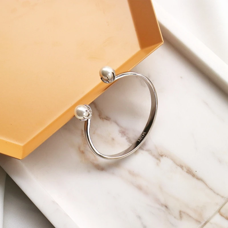 Корейский 2 большой жемчужный браслет из стерлингового серебра 925 пробы