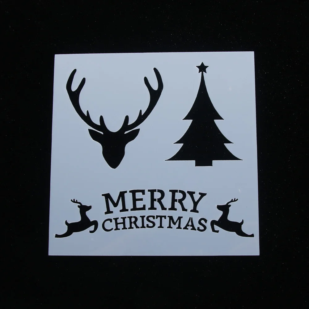 Лось счастливая Рождественская елка многоразовый трафарет Аэрограф рисование