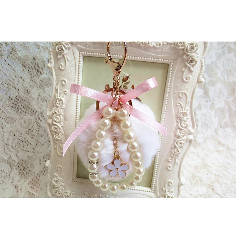 Заяц Кролик помпоны-Кролики Брелок женская сумка Подвеска Автомобиль цветок