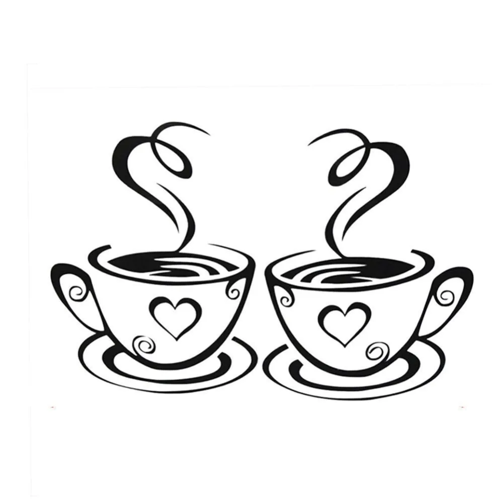 Наклейка виниловая самоклеящаяся на окна кухни кофейные чашки настенные LA001 -