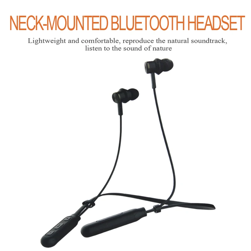 NoEnName_Null Bluetooth Headset Built-in Microphone Wireless Lightweight Neckband Sports Headphones Earbud Stereo Auriculares |