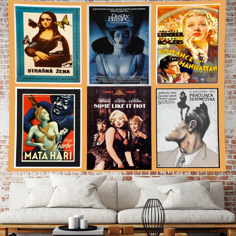 

Vintage Retro movie poster abstract wall hanging structure Cowboy Tapestries hippie Psychedelic Wall carpet Hanging Home Decor