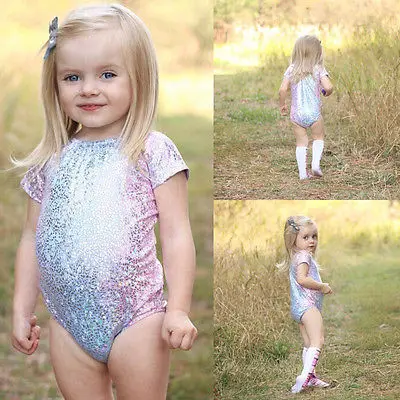 2017 Блестящий Детский комплект бикини для маленьких девочек Шикарный купальник