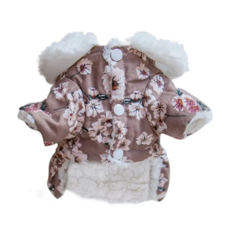 Хлопковая теплая пуховая парка для собак платье с цветами пальто девочек щенков