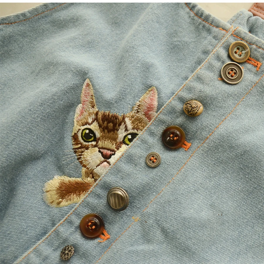 Комбинезон джинсовый в японском стиле девушки-Мори повседневный короткий синий