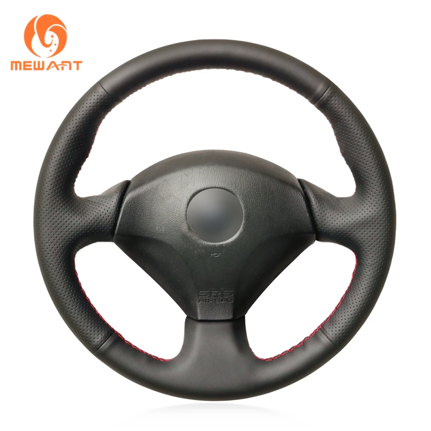 MEWANT Black Genuine Leather Sew Wrap Steering Wheel Cover for Honda S2000 Civic Type R Integra Insight Civic SI Acura RSX 2000-