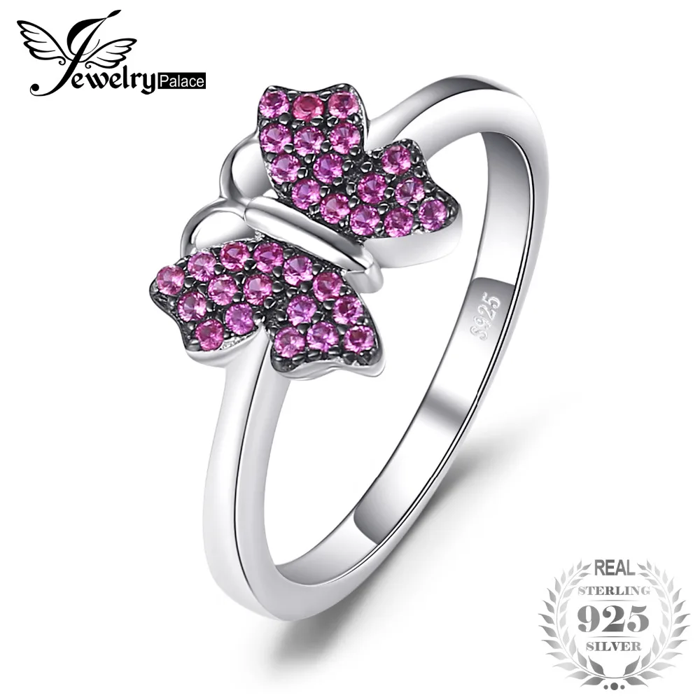 JewelryPalace бабочка 0.2ct стимулировали Рубины Проложить Кольцо стерлингового серебра