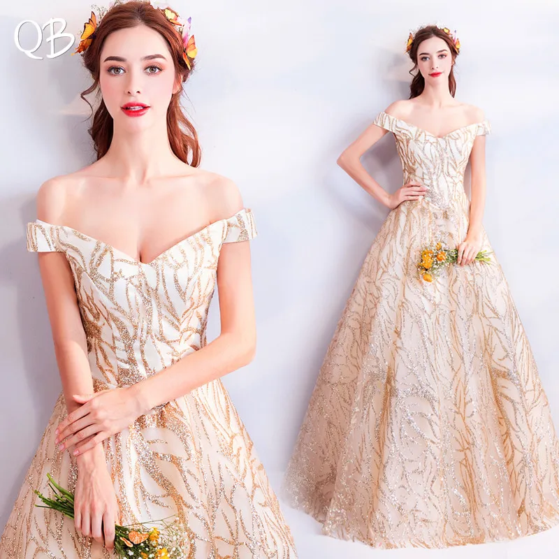 Женское ТРАПЕЦИЕВИДНОЕ вечернее платье элегантное бальное цвета шампанского с