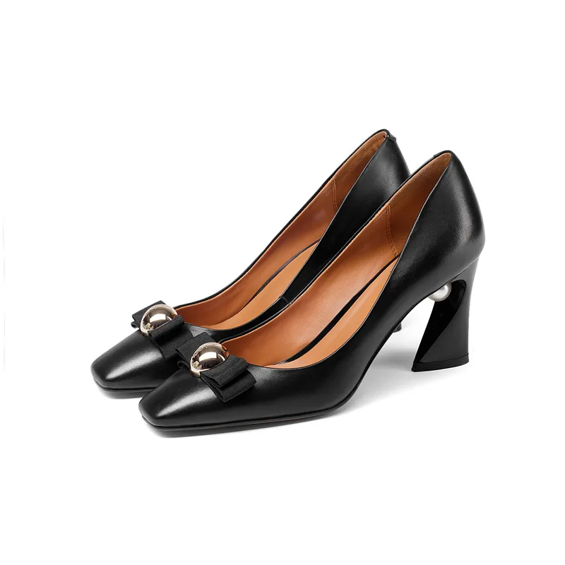 2018 женские туфли ручной работы с бантом и острым носком украшенные жемчугом