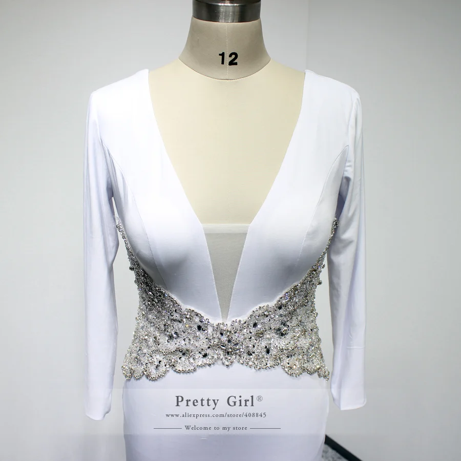 Ручной работы Класса Люкс Кристалл Бисероплетение Сексуальная V Шеи Спинки
