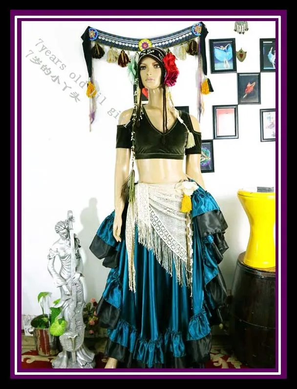 Бархатный костюм для танца живота Fat Chance Tribal топ с коротким рукавом FB42|belly dance