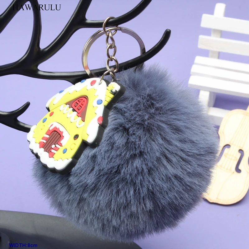 

2pcs 8cm DIY christmas house pompons plush doll toy car pompom key bionic christmas gift fetival gift clothing accessories