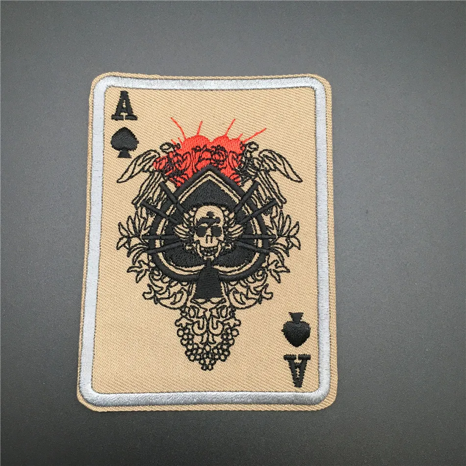 Кавалерист Ace of Spades Tarot Death Card прямоугольная вышитая тактическая нашивка боевой дух армии adhensible для железа на и палку на