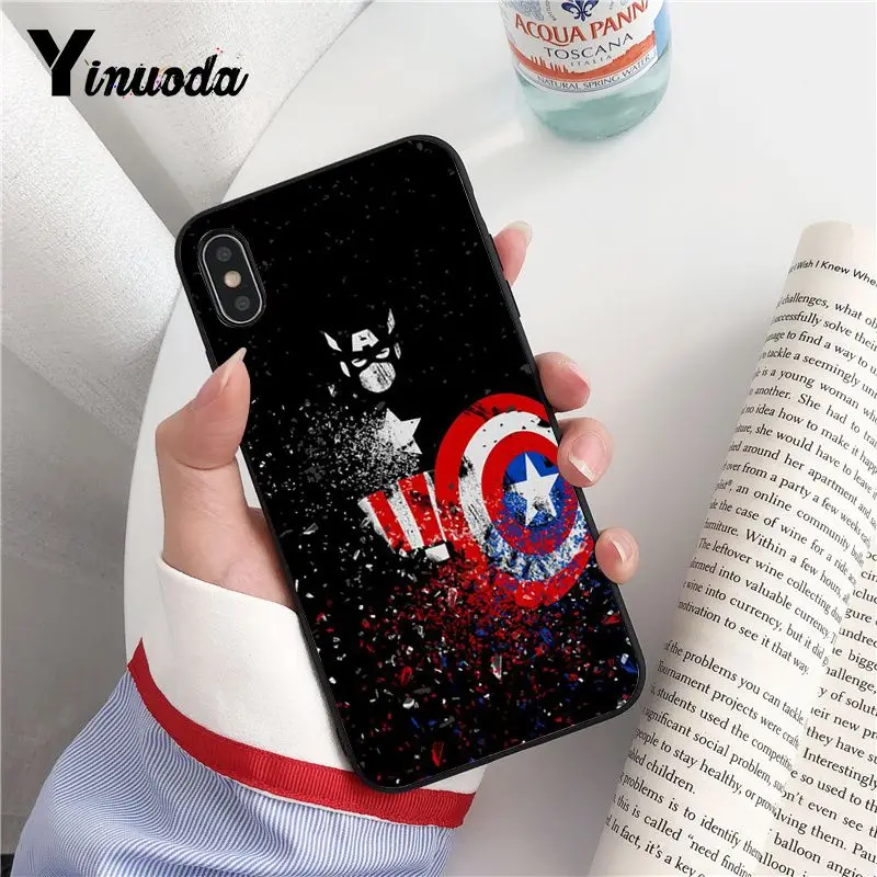 Yinuoda Marvel's Мстители ТПУ черный чехол для телефона iPhone 8 7 6 6S Plus X XS MAX 5 5S SE XR 10 Чехлы