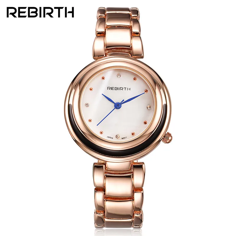 Женские часы REBIRTH модные роскошные Reloj Mujer из нержавеющей стали качественные