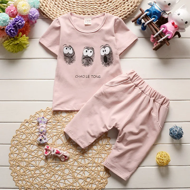 Высокое качество 2017 Лето Детские Хлопок Одежды Наборы Мальчики Девочки Костюмы